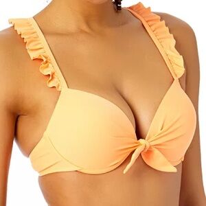 Women's Ruffle-Strap Push Up Underwire Bikini Top & Bottoms Peach Bikini Set 🍑